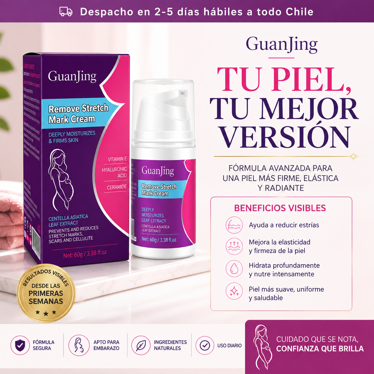 Tu piel, tu mejor versión – GuanJing Remove Stretch Mark Cream, beneficios visibles