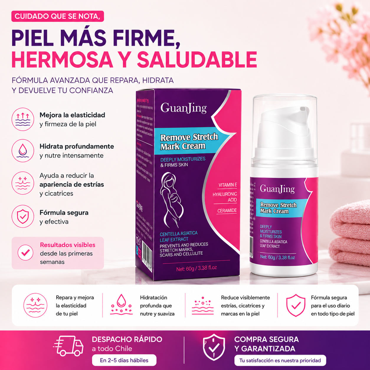 Piel más firme, hermosa y saludable – GuanJing Remove Stretch Mark Cream