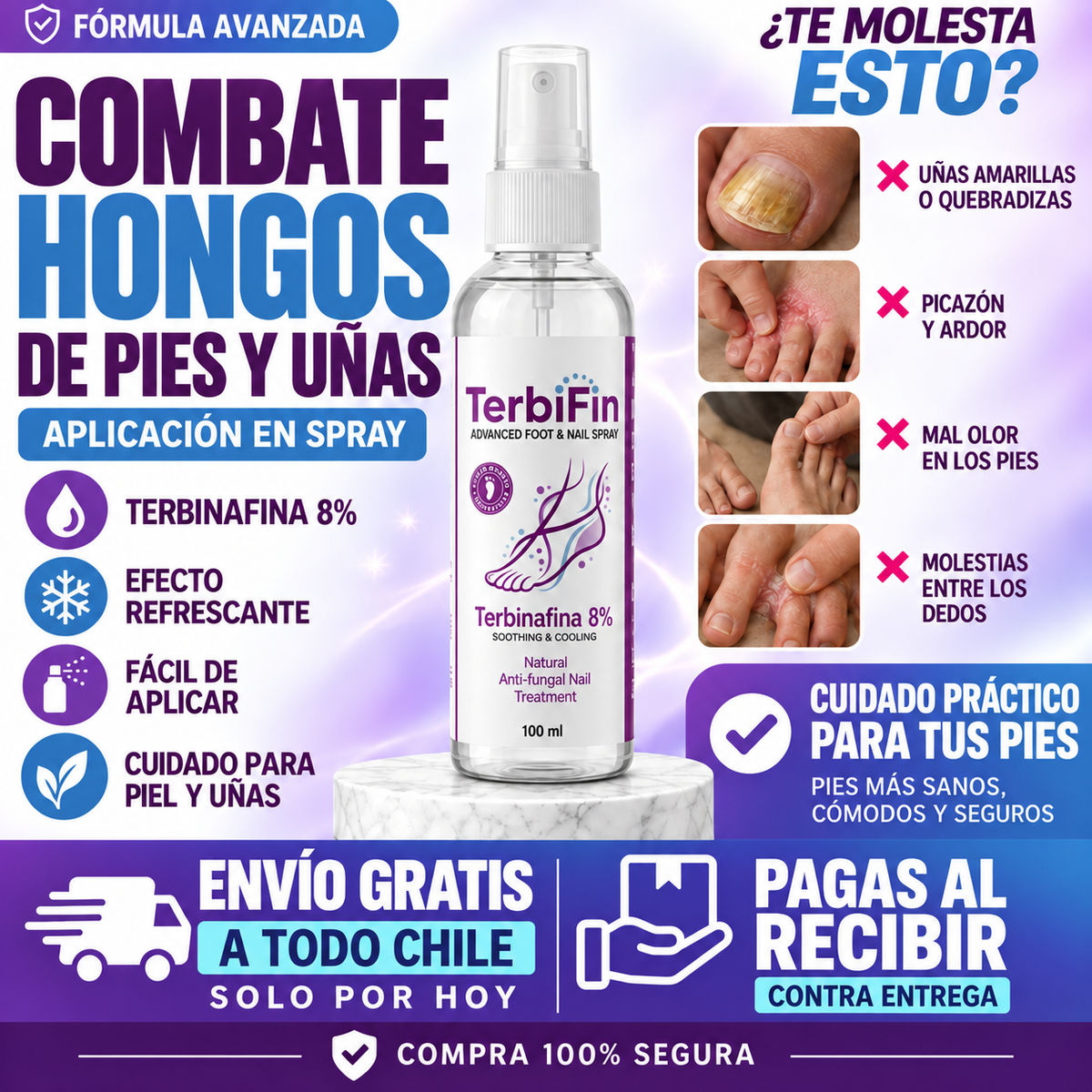 TerbiFin Spray, combate hongos de pies y uñas