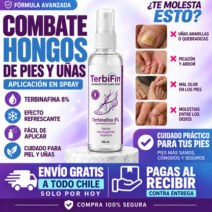 TerbiFin Spray, combate hongos de pies y uñas