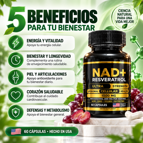 NAD+ Resveratrol Americano 60 Cápsulas