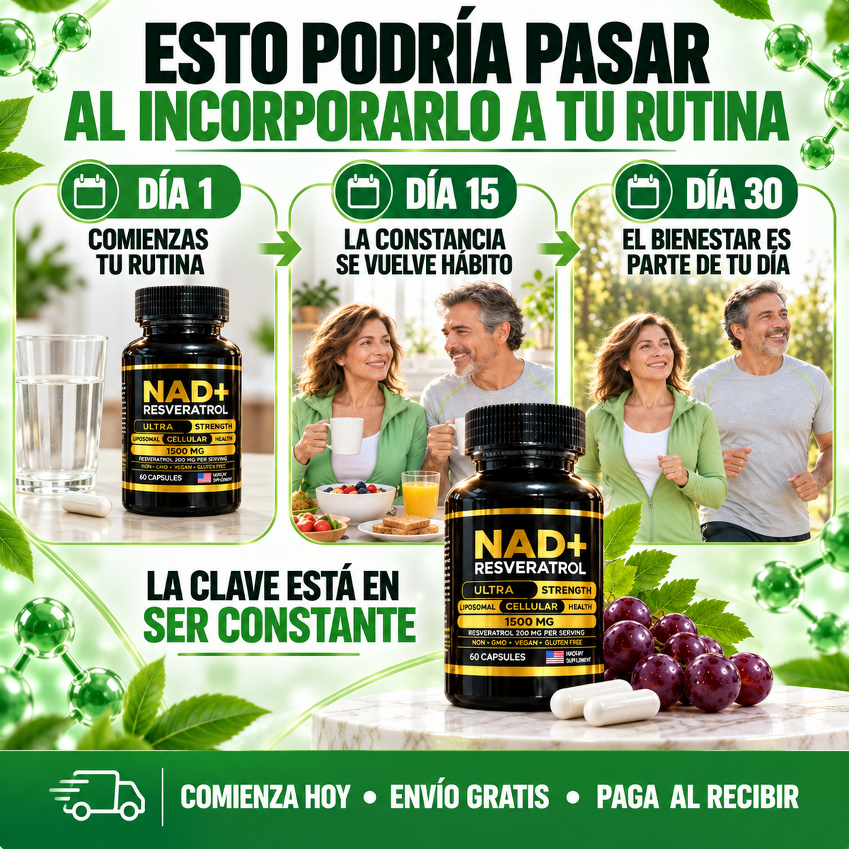 NAD+ Resveratrol Americano 60 Cápsulas
