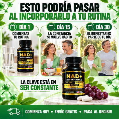 NAD+ Resveratrol Americano 60 Cápsulas