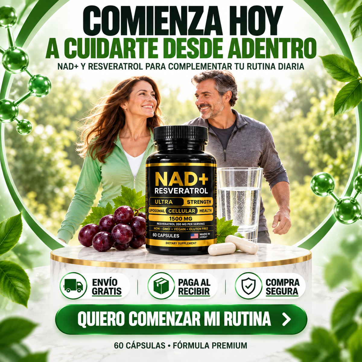 NAD+ Resveratrol Americano 60 Cápsulas