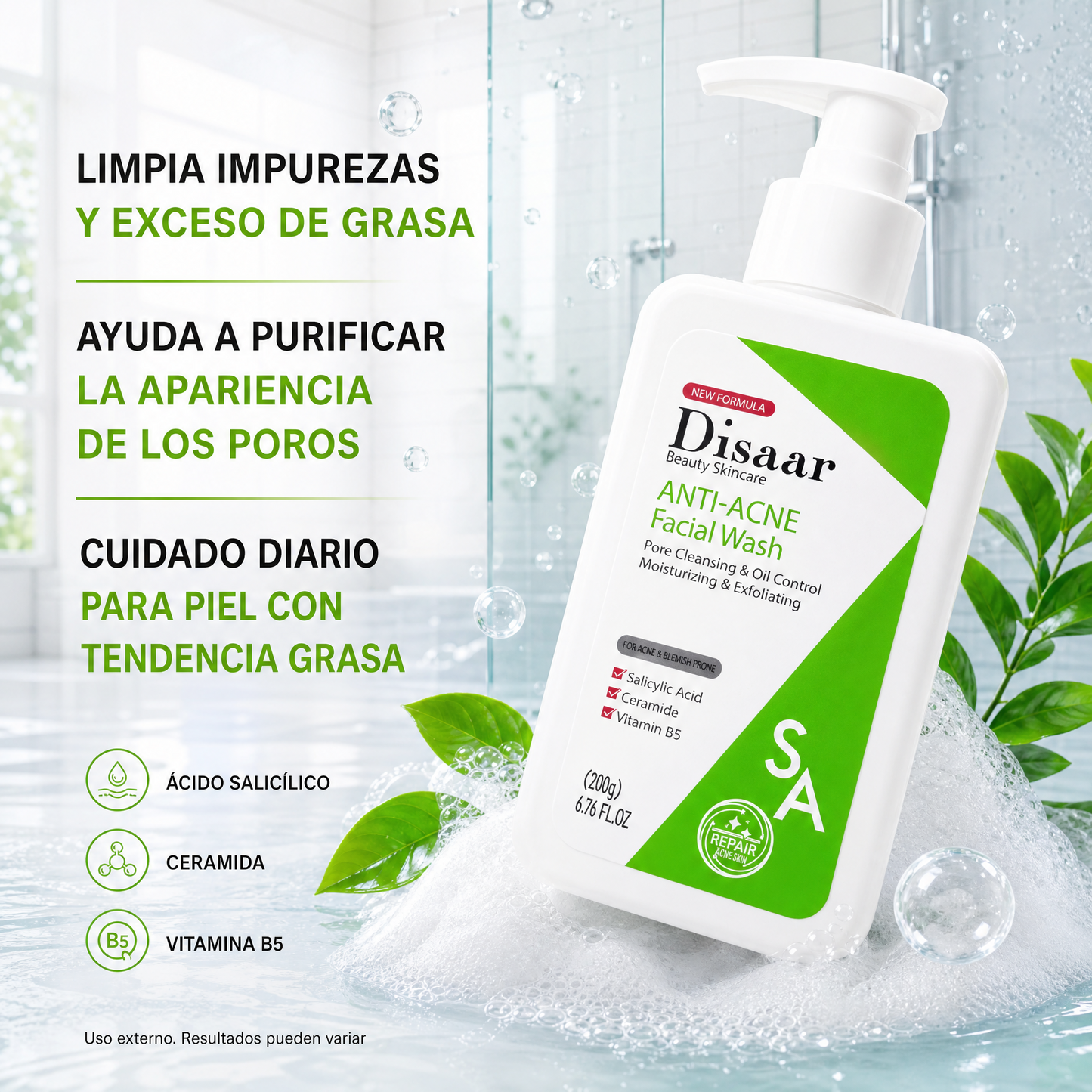 Disaar Jabón Limpiador Facial Anti-Acné - limpieza profunda con ácido salicílico