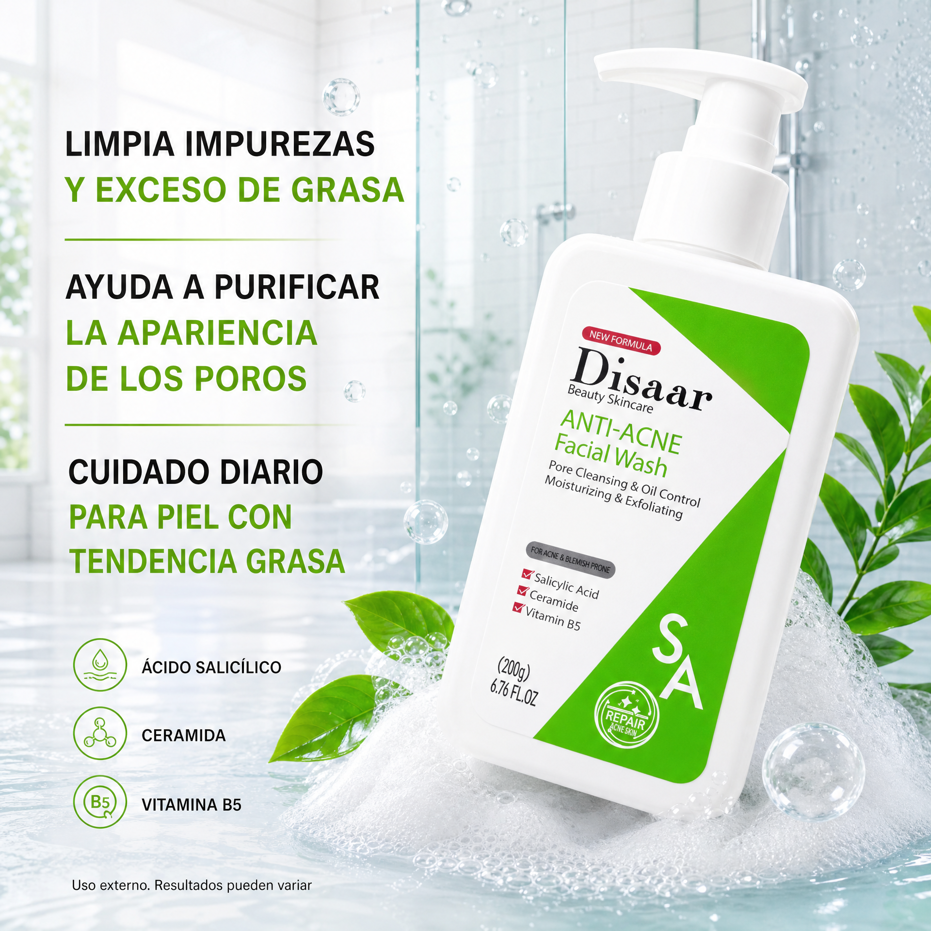 Disaar Jabón Limpiador Facial Anti-Acné - limpieza profunda con ácido salicílico