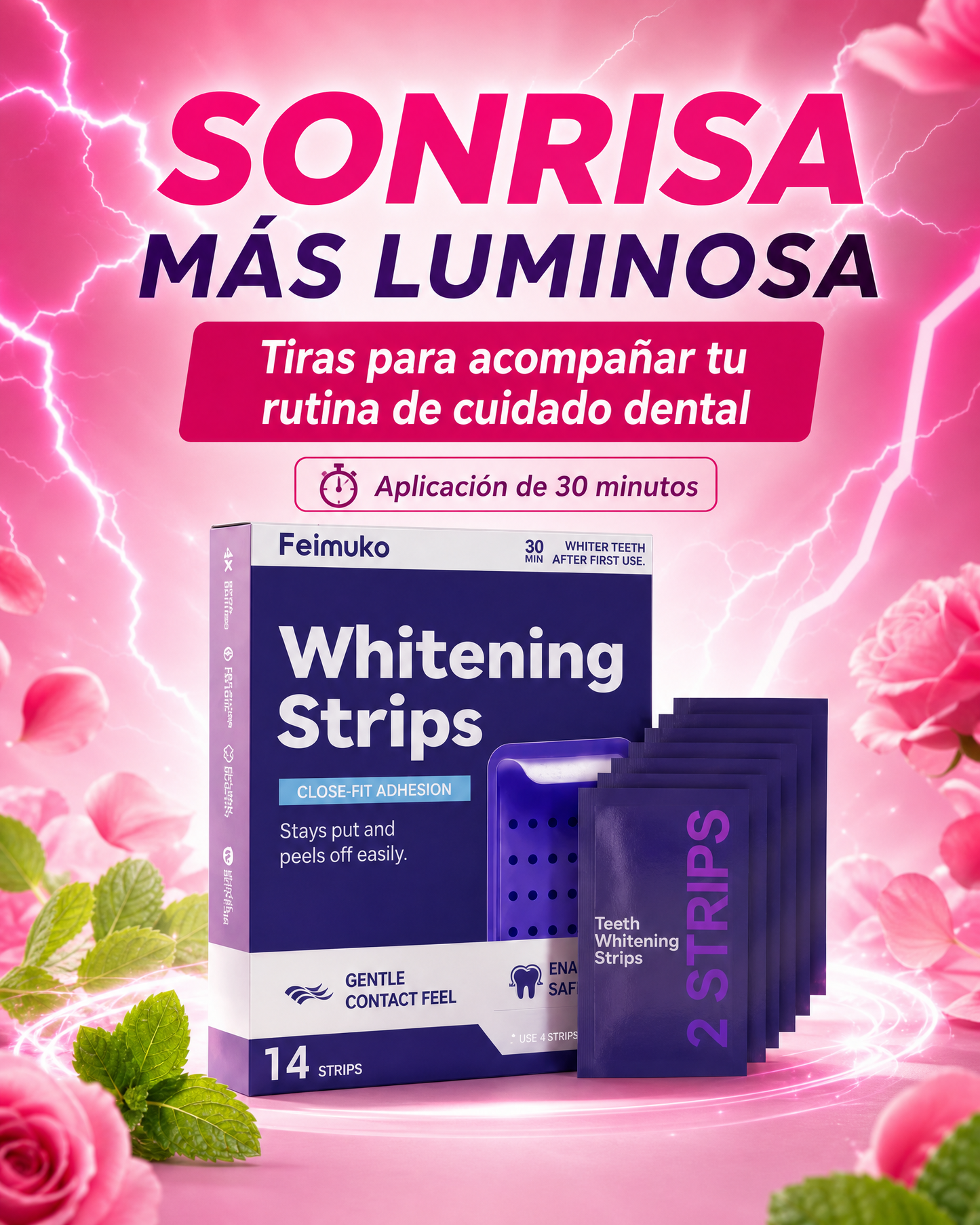 Tiras Blanqueadoras Dentales Adherentes