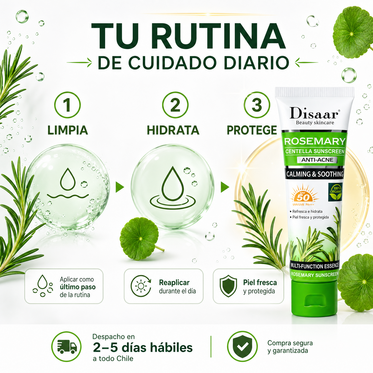Rutina de cuidado diario con Bloqueador Facial Disaar: limpia, hidrata, protege