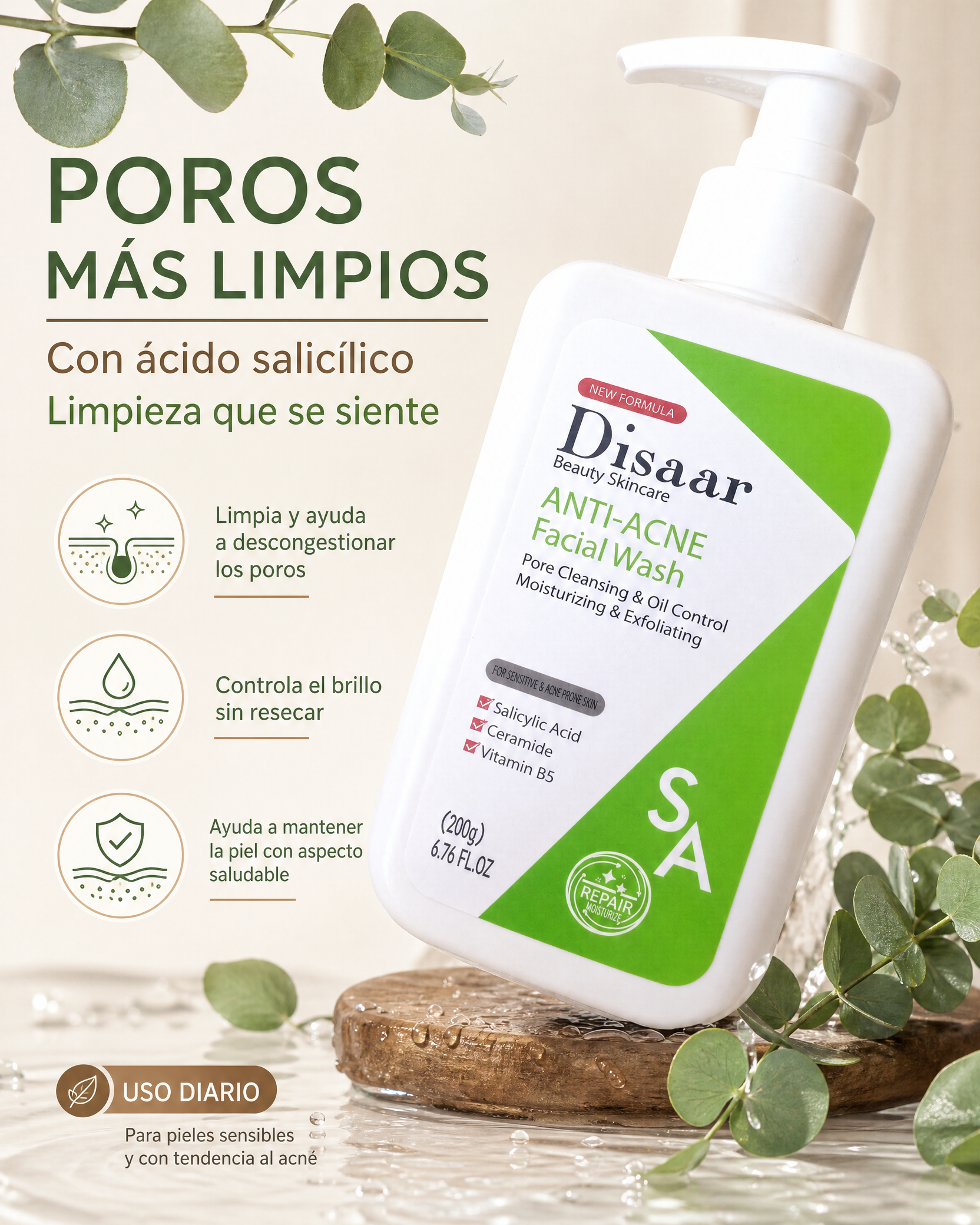 Disaar Jabón Anti-Acné - poros más limpios con ácido salicílico