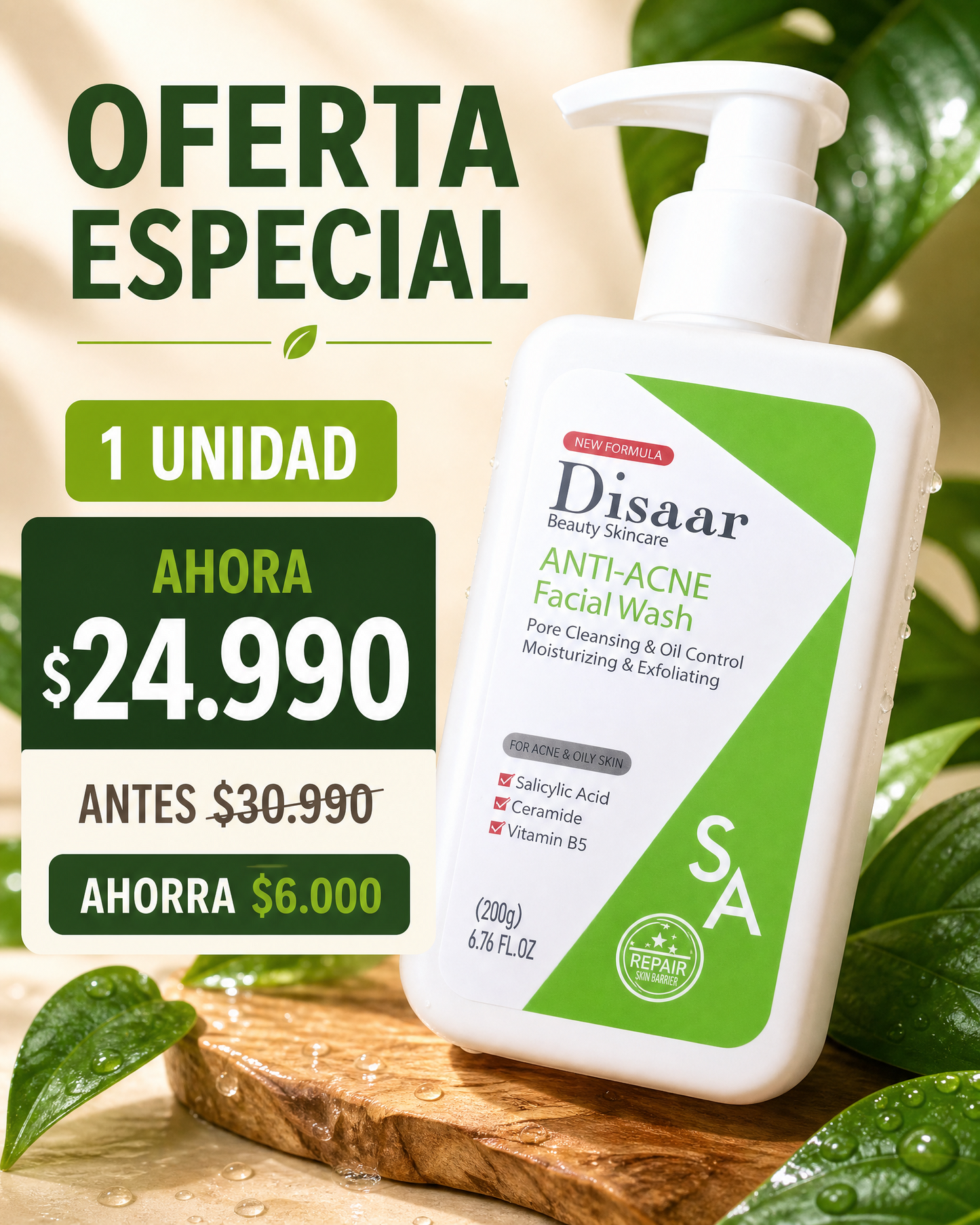Disaar Jabón Anti-Acné - oferta especial 1 unidad, ahora $24.990 antes $30.990
