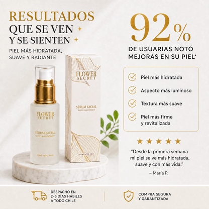 Flower Secret Sérum Facial con Ácido Hialurónico – resultados con uso constante