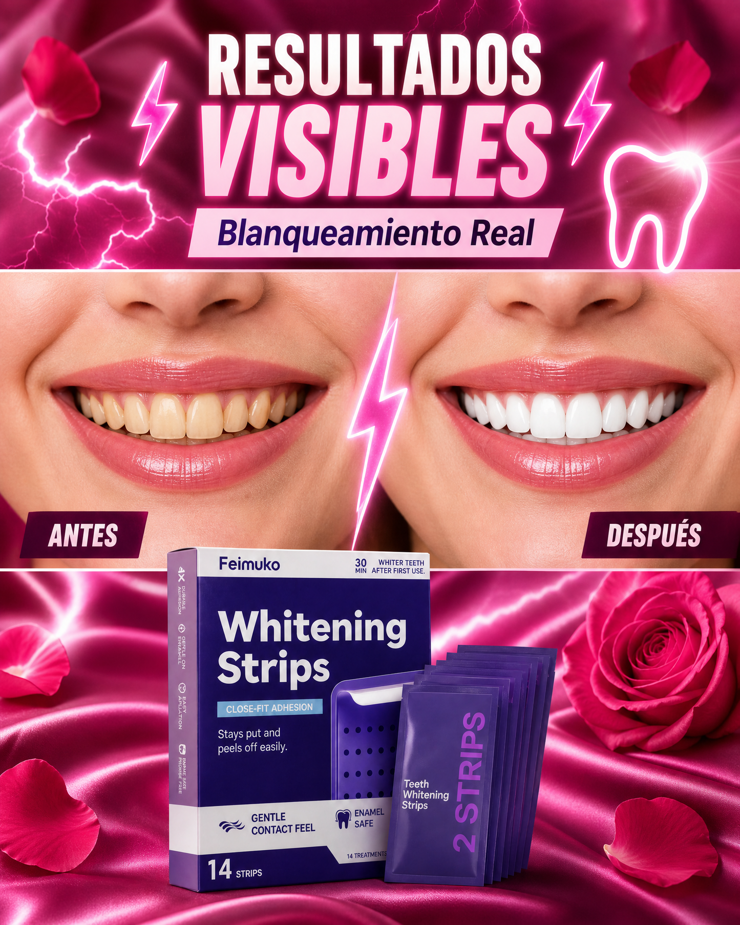 Tiras Blanqueadoras Dentales Adherentes