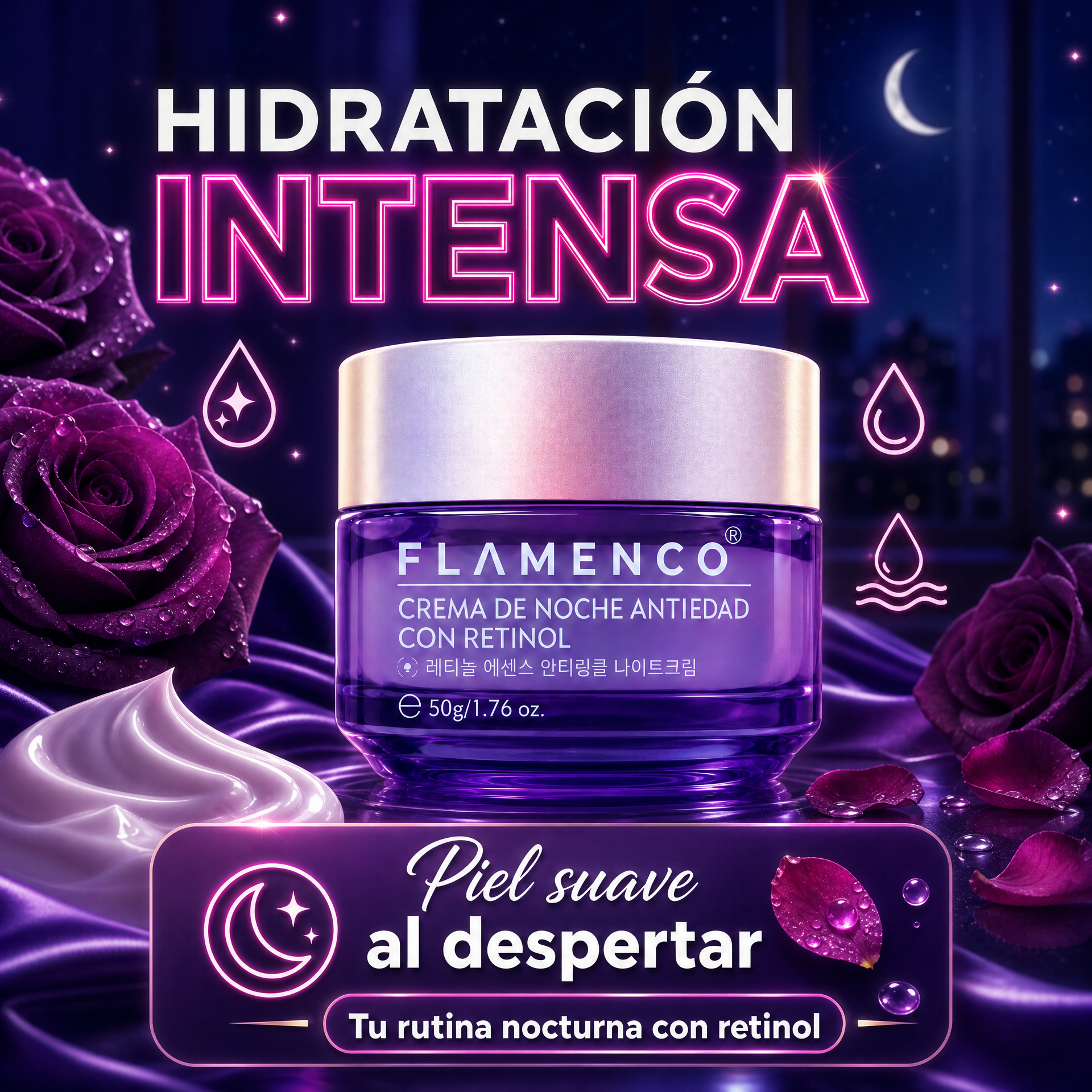 Flamenco Crema de Noche con Retinol - Hidratación intensa