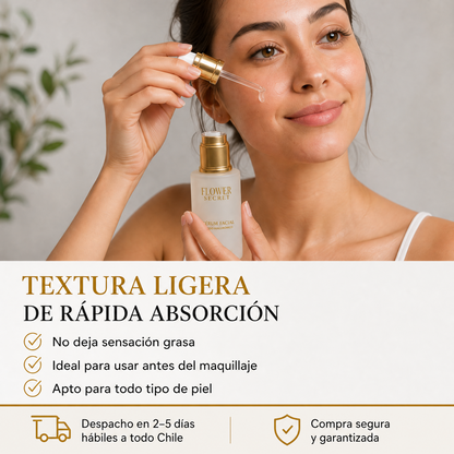 Aplicación del Sérum Facial Flower Secret con Ácido Hialurónico
