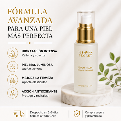 Fórmula avanzada Flower Secret Sérum Facial con Ácido Hialurónico
